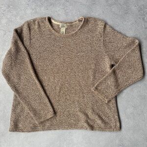 Vintage L.L. Bean Women's 100% Cotton Marled Tan Crewneck Sweater